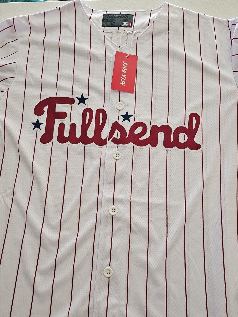 Fullsend White Red Pinstripe Phillies Baseball  Jersey Medium New